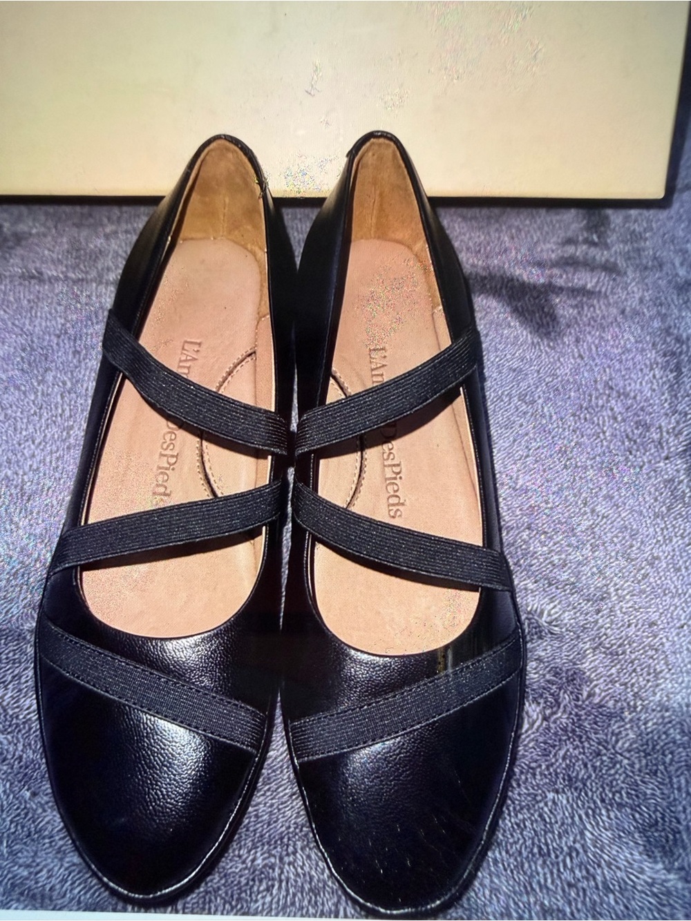 LancesPieds Black Double-Strap Mary Jane Flats